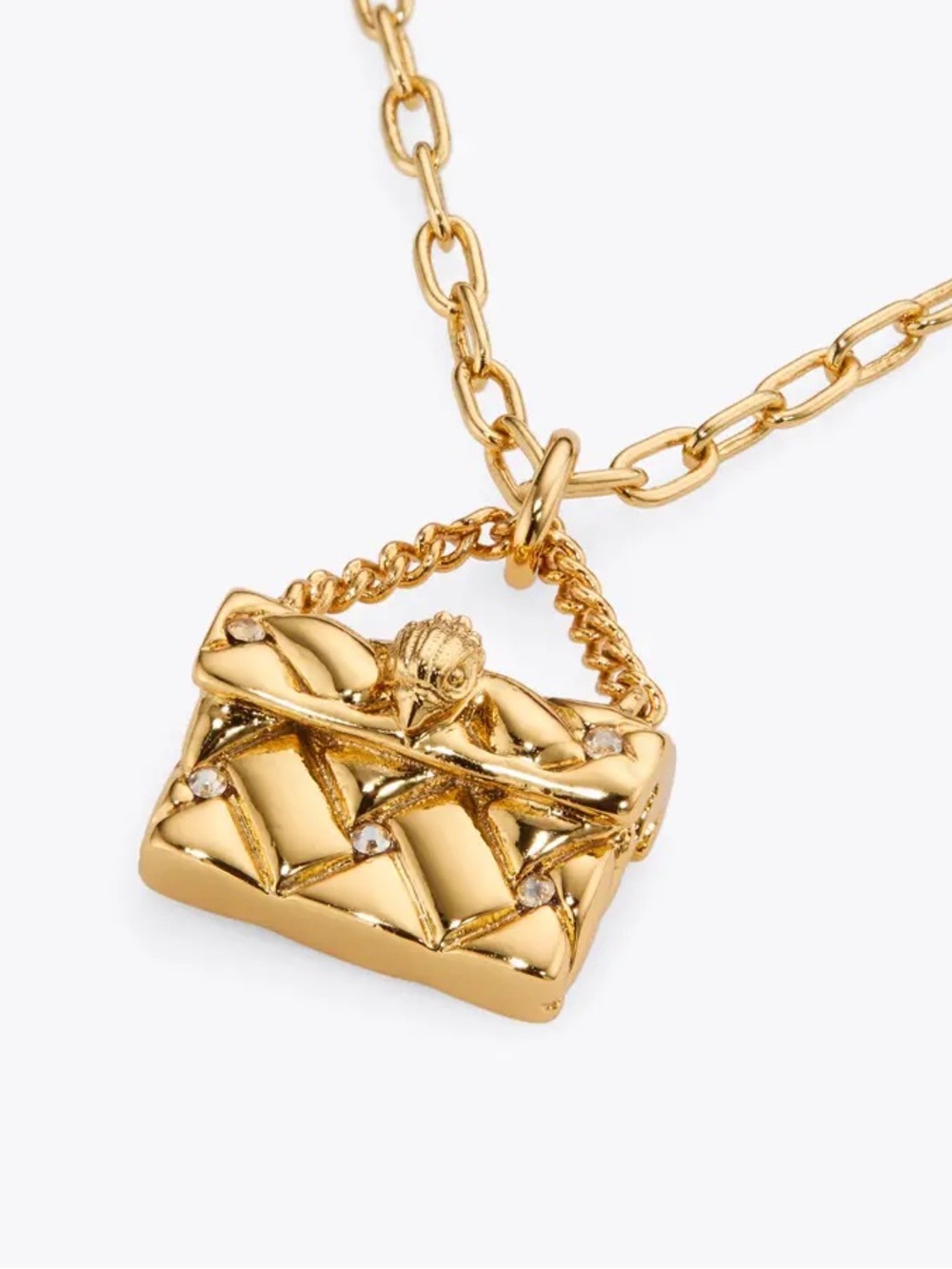 Kurt Geiger Kensington Necklace Mini Purse Charm Gold Tone Eagle Head